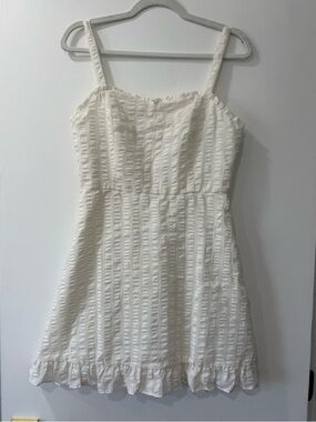 Speechless White Textured Ruffle-Hem Sundress